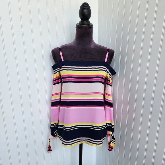 INC International Concepts Cold Shoulder Long Sleeve Top Women's Pink Purple S - Picture 1 of 13